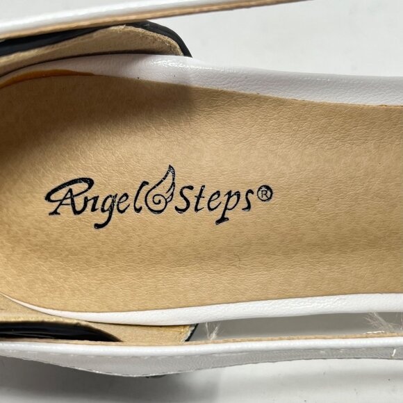 Womens Two Tone Black White Pump Bow Retro Evening Classy Office Formal Size 10M - Picture 8 of 11